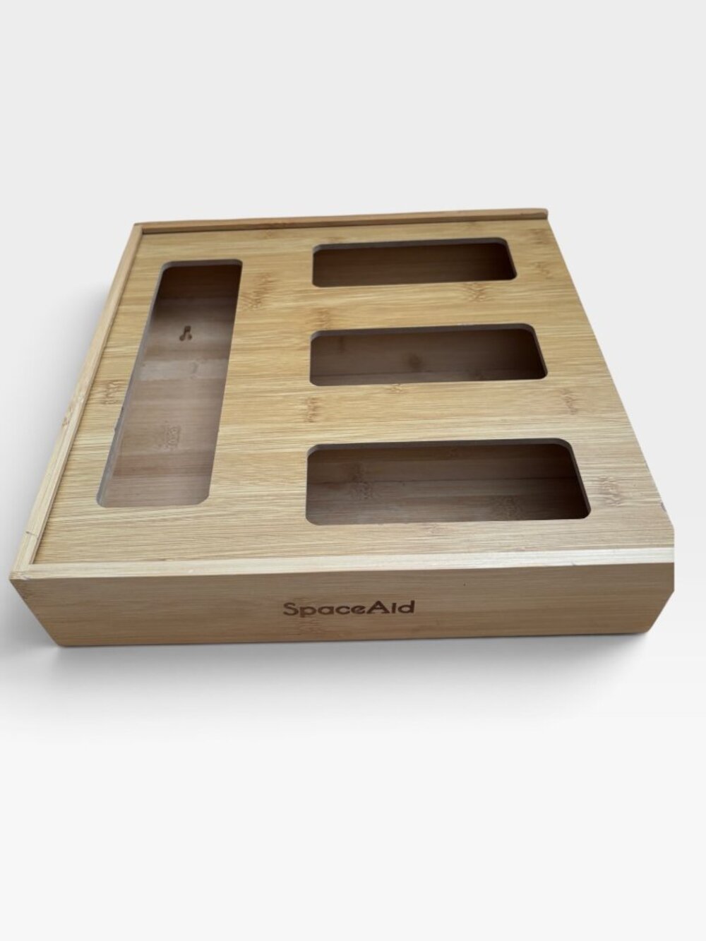 SpaceAid Bamboo Drawer / Wall Organizer For Bags With Sliding Lid